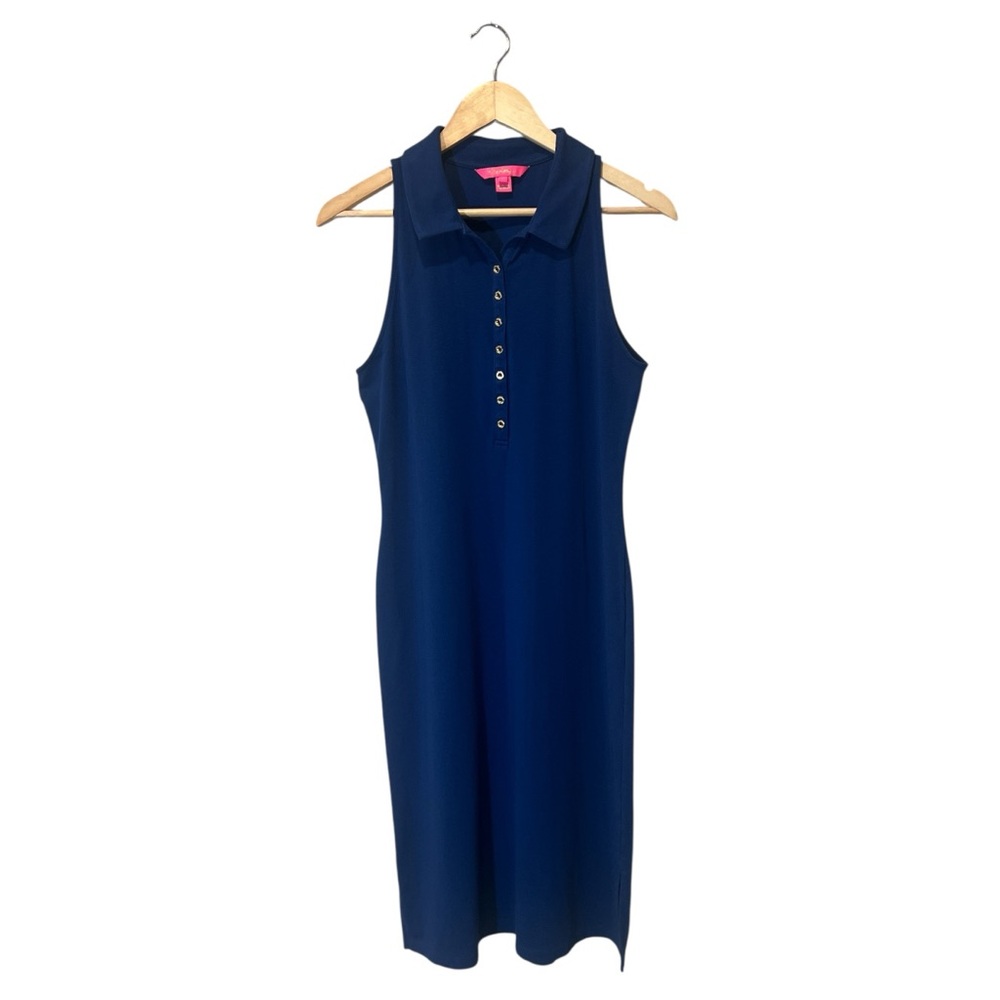 Lilly Pulitzer Reema Sleeveless Polo Dress Aegean Navy Size L